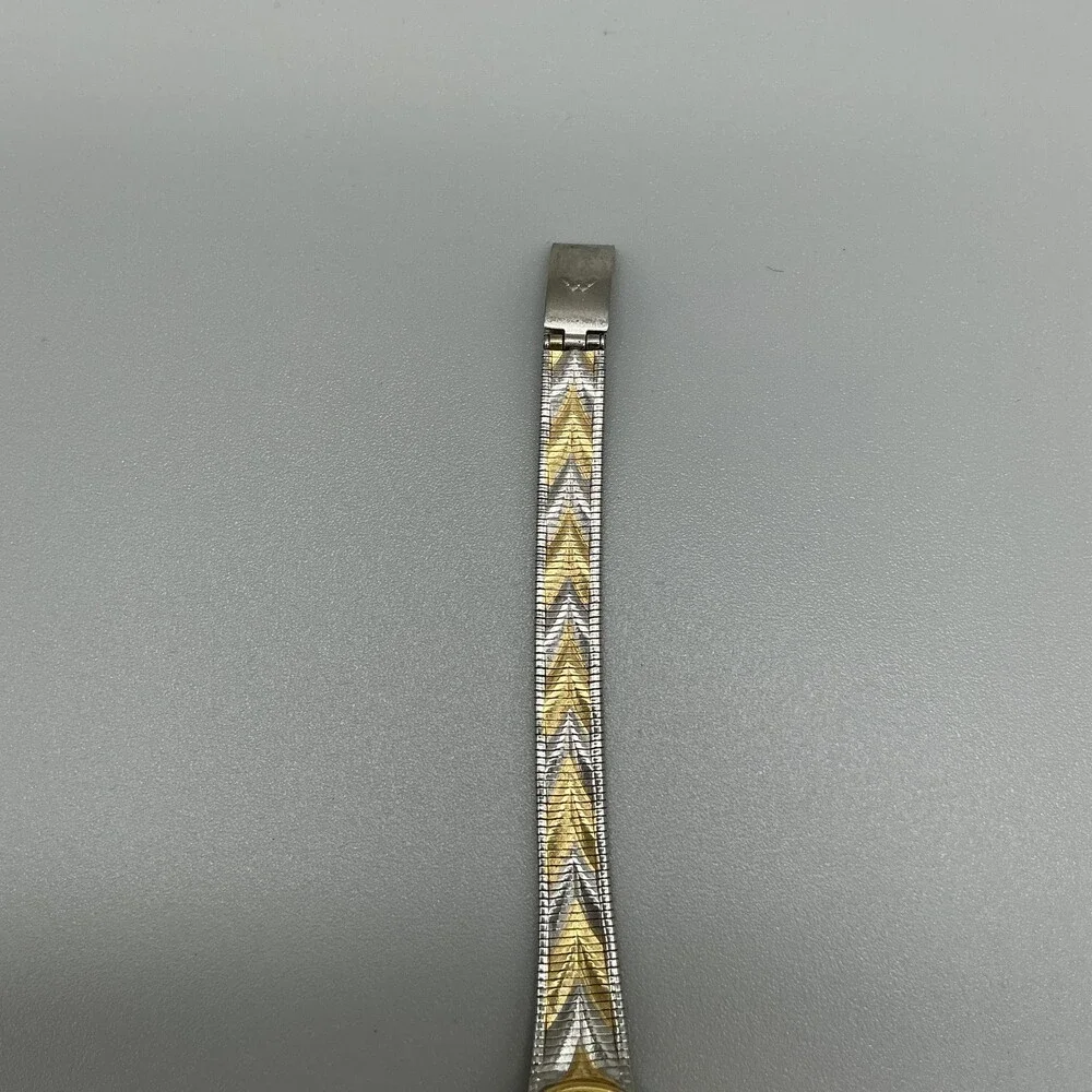 Vintage Waltham Diamond Womens Watch 18mm Silver Gold Two Tone New Battery